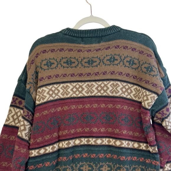 Vintage 1990s American Eagle Knit Crewneck Sweater / Striped / All Over Pattern - Picture 13 of 16